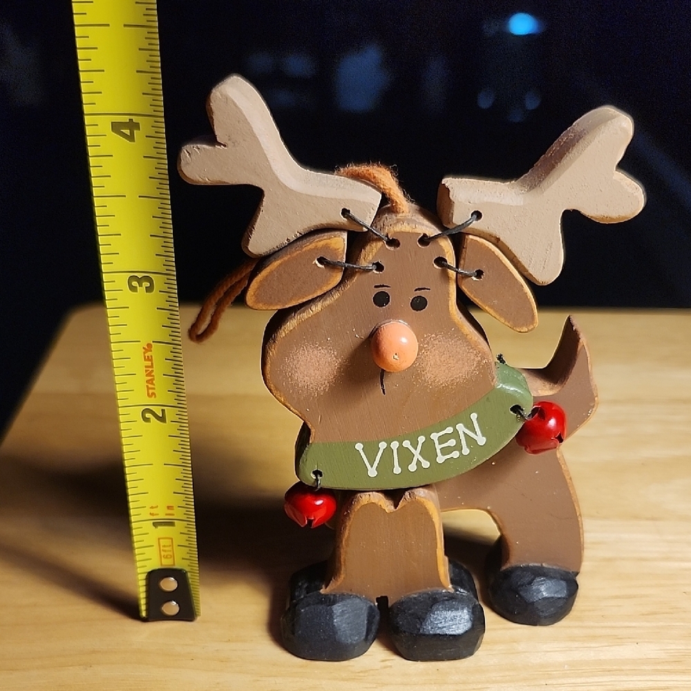 Festive "Vixen" Reindeer Ornament with Red Bells - Picture 3 of 5